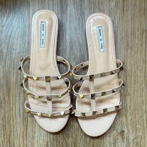 Gold Studded Cream Slides